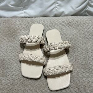 Elegant Beige Braided Women's Sandals